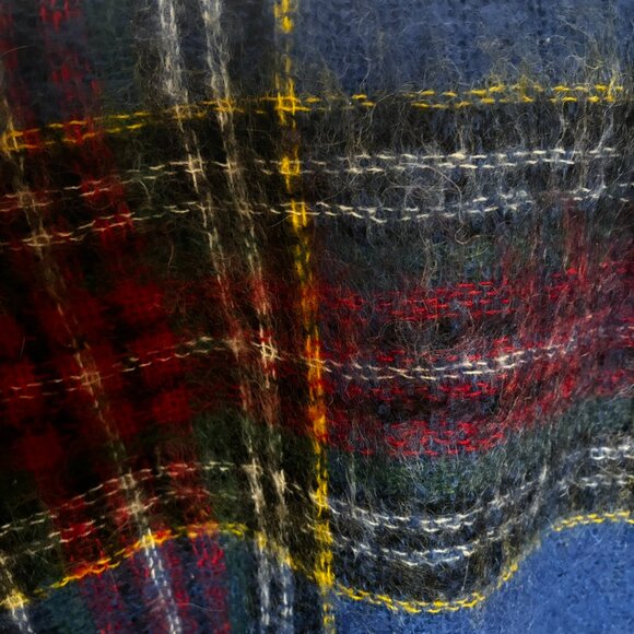 Geoffrey Highland Crafts Vintage plaid BLUE throw blanket - Picture 4 of 4